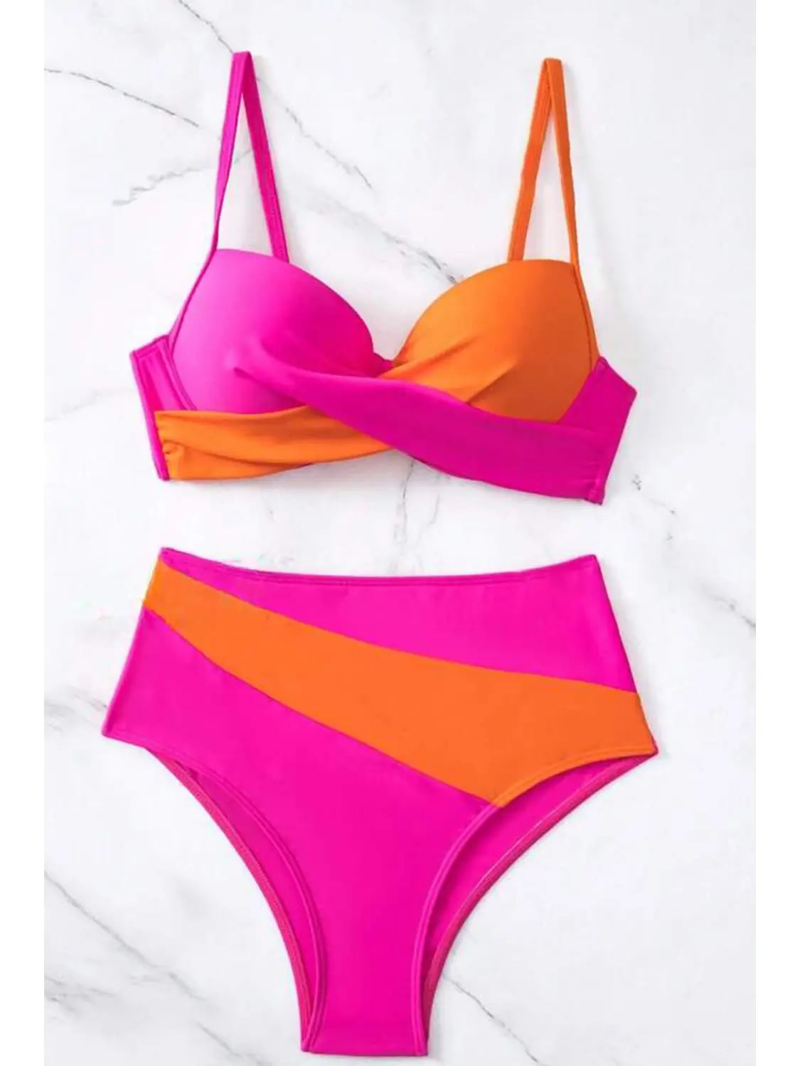 Color Block Twist High-Waisted Bikini