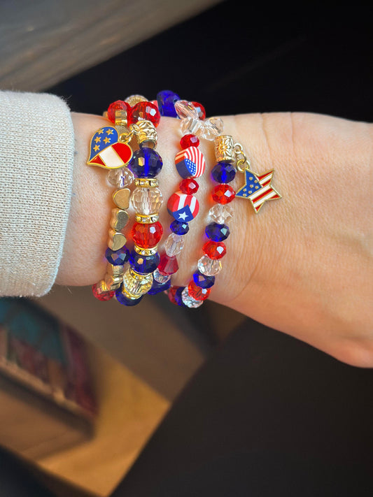 Bracelet - Red, White & Blue Stacked