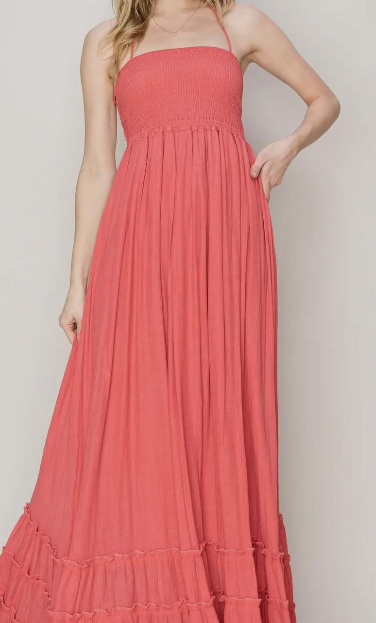 BACKLESS HALTER MAXI DRESS