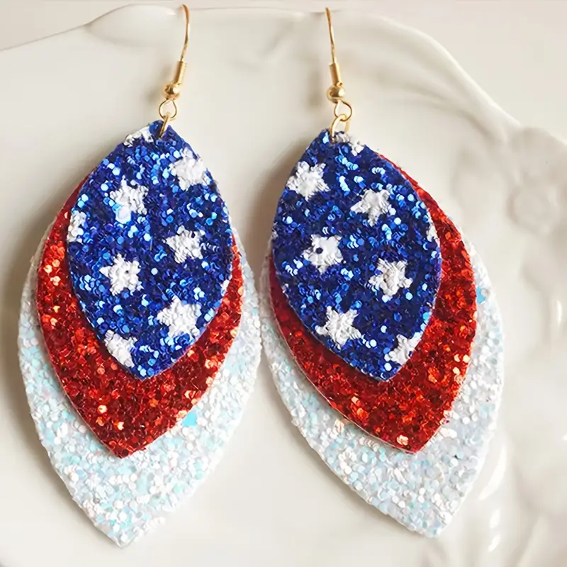 Red, white & GLITTER Earrings