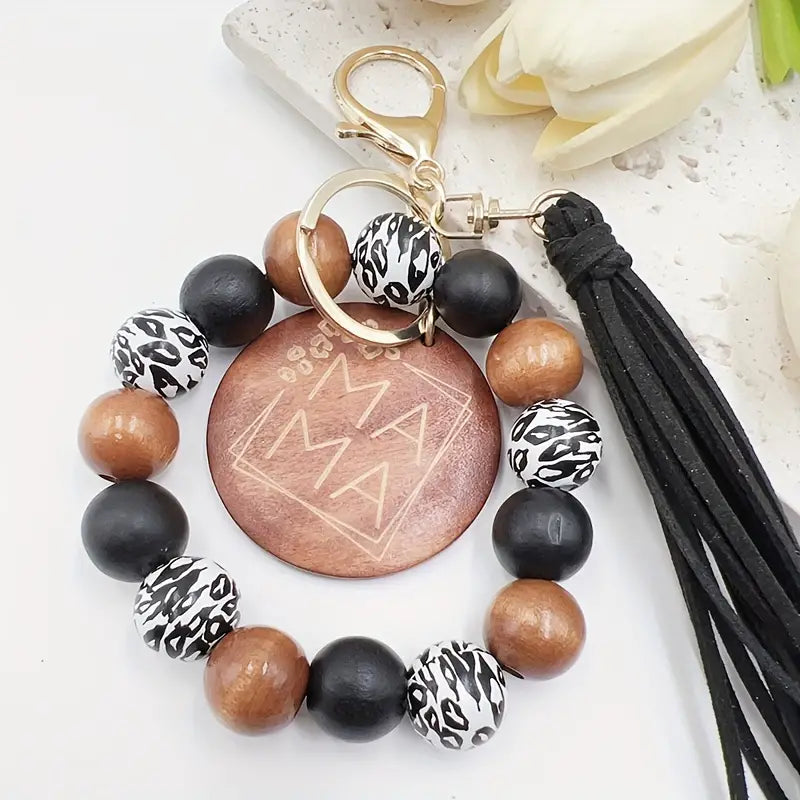 MAMA Keychain - Wooden Beads