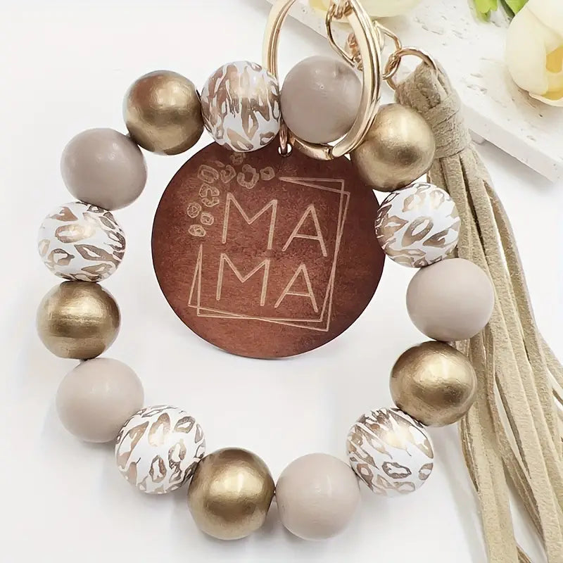 MAMA Keychain - Wooden Beads