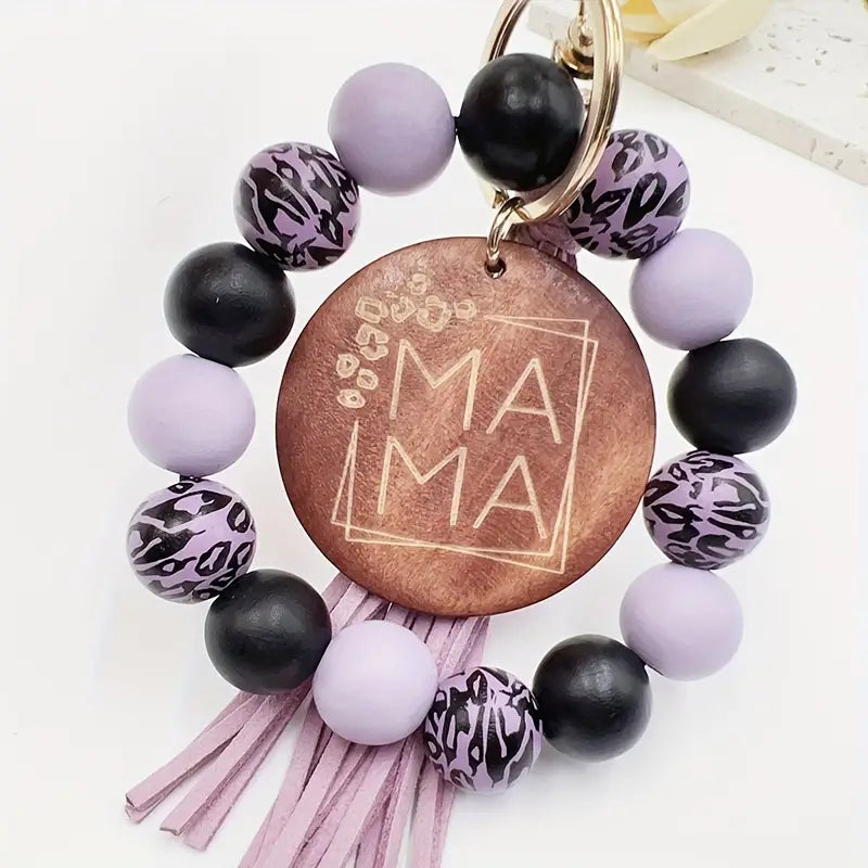 MAMA Keychain - Wooden Beads