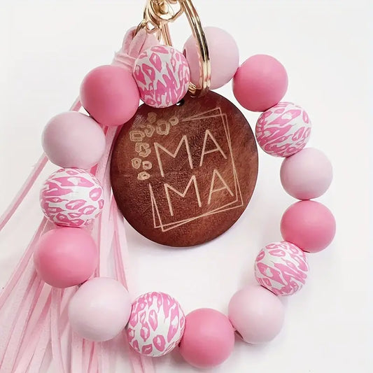 MAMA Keychain - Wooden Beads